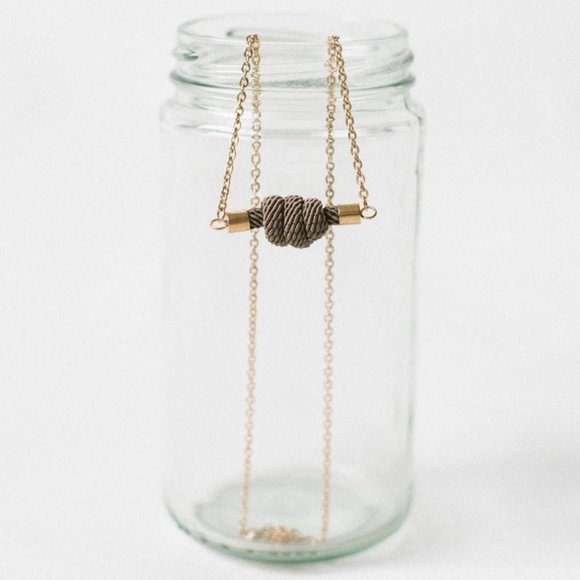 Gold Rust Be Bold Taupe Tie Knot Necklace: Reminder of Courage and Strength - Picture 3 of 5